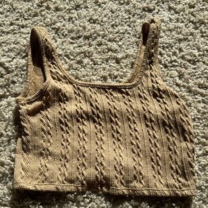 Brown ribbed knit tank